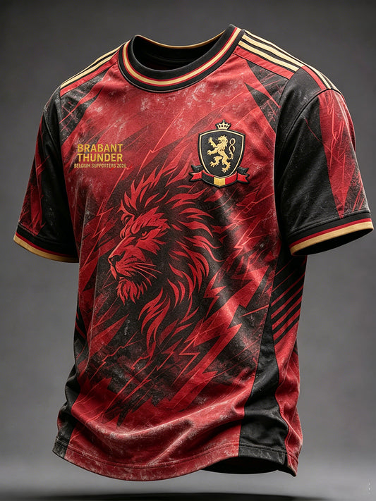 Men's Belgium Football Lover Art Printed T-shirt