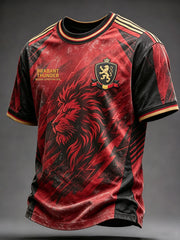 Men's Belgium Football Lover Art Printed T-shirt