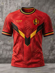 Men's Belgium Football Lover Pride Art Printed T-shirt