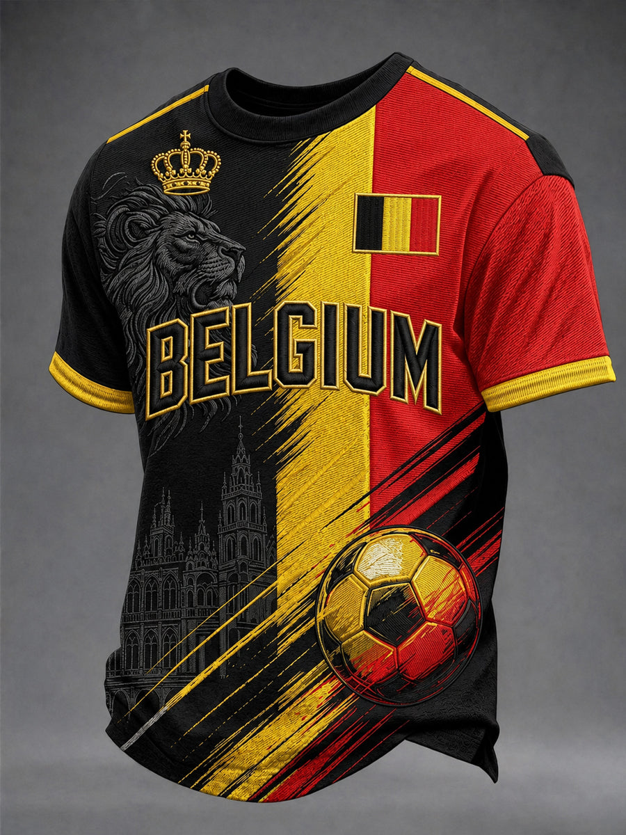 Men's Belgium Football  Short Sleeve O-neck T-shirt
