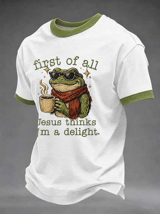 Men's 'Jesus Thinks I'm A Delight' Printed Casual T-Shirt