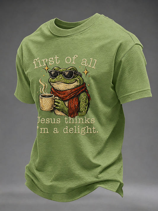 Men's 'Jesus Thinks I'm A Delight' Printed Casual T-Shirt