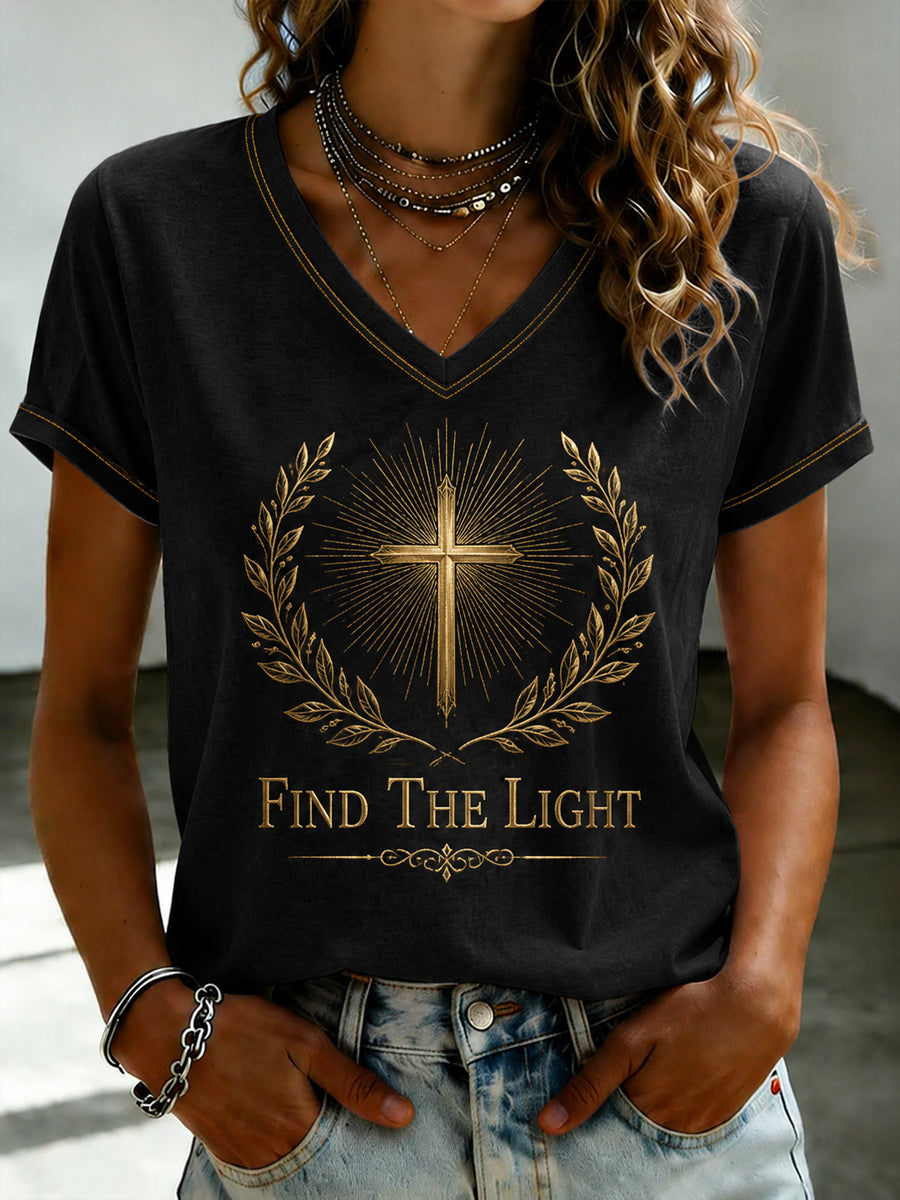 Women's Faith Printed V-neck T-shirt