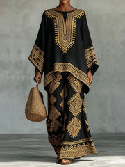 Women's African Art Cotton Linen Set