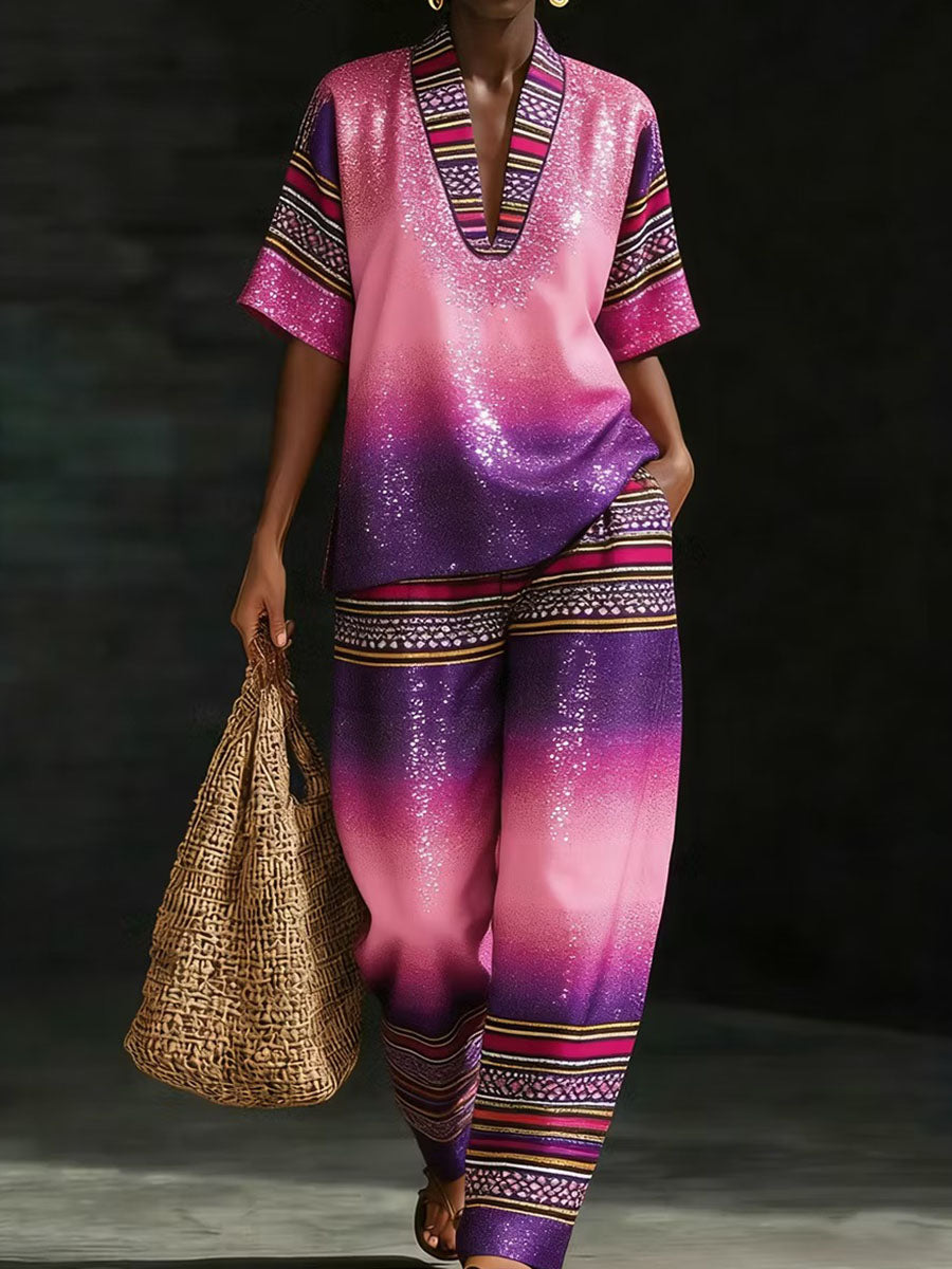 Women's African Art Cotton Linen Set