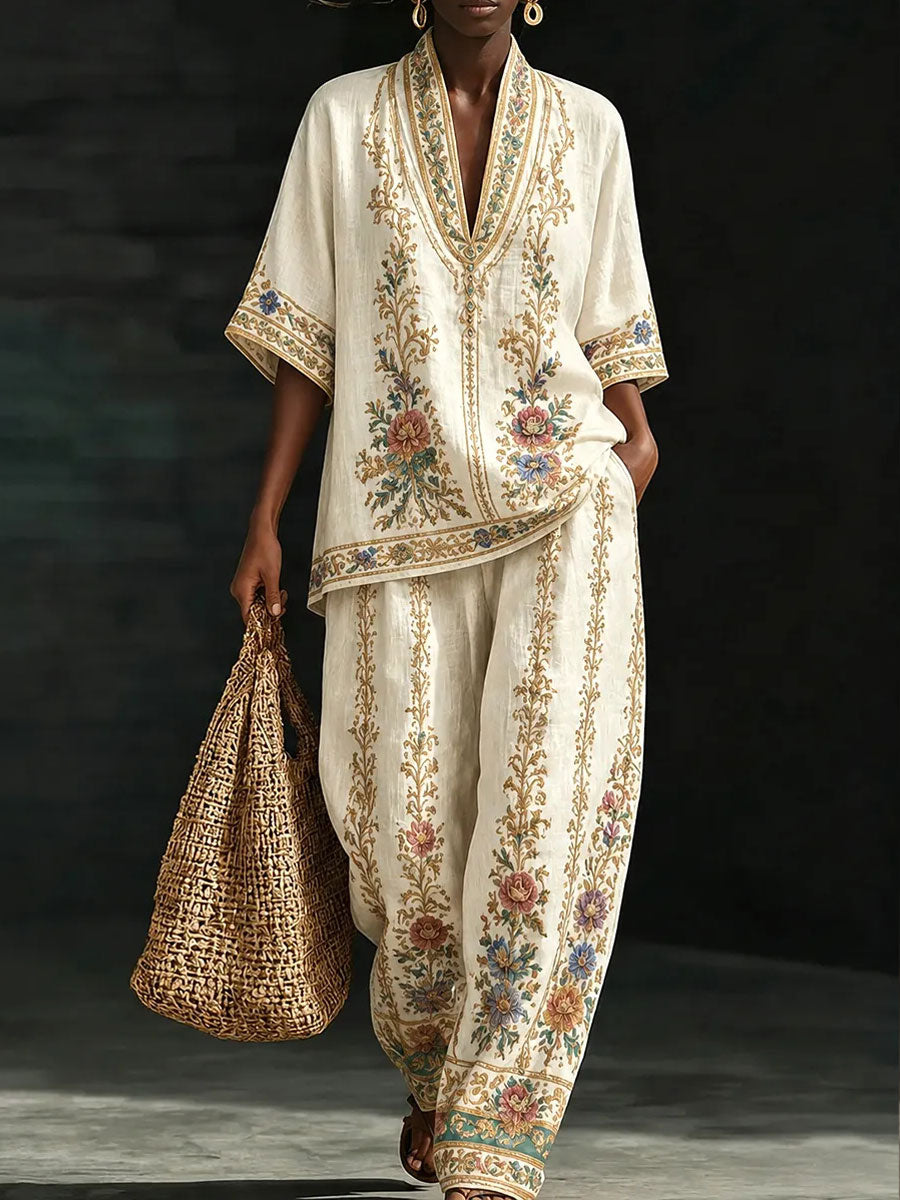 Women's African Art Cotton Linen Set