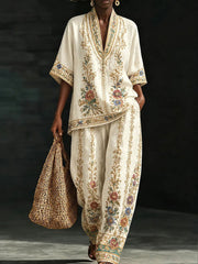 Women's African Art Cotton Linen Set