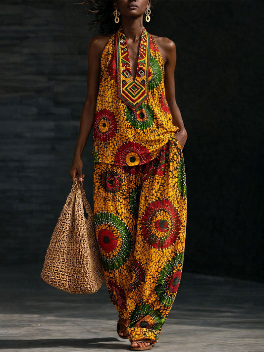 Women's African Art Cotton Linen Set