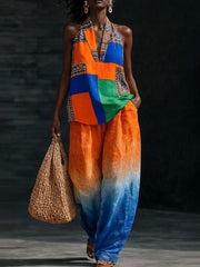 Women's Africa Art Cotton Linen Set