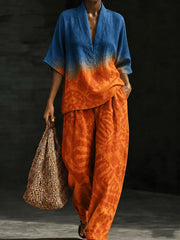 Women's African Art Cotton Linen Set