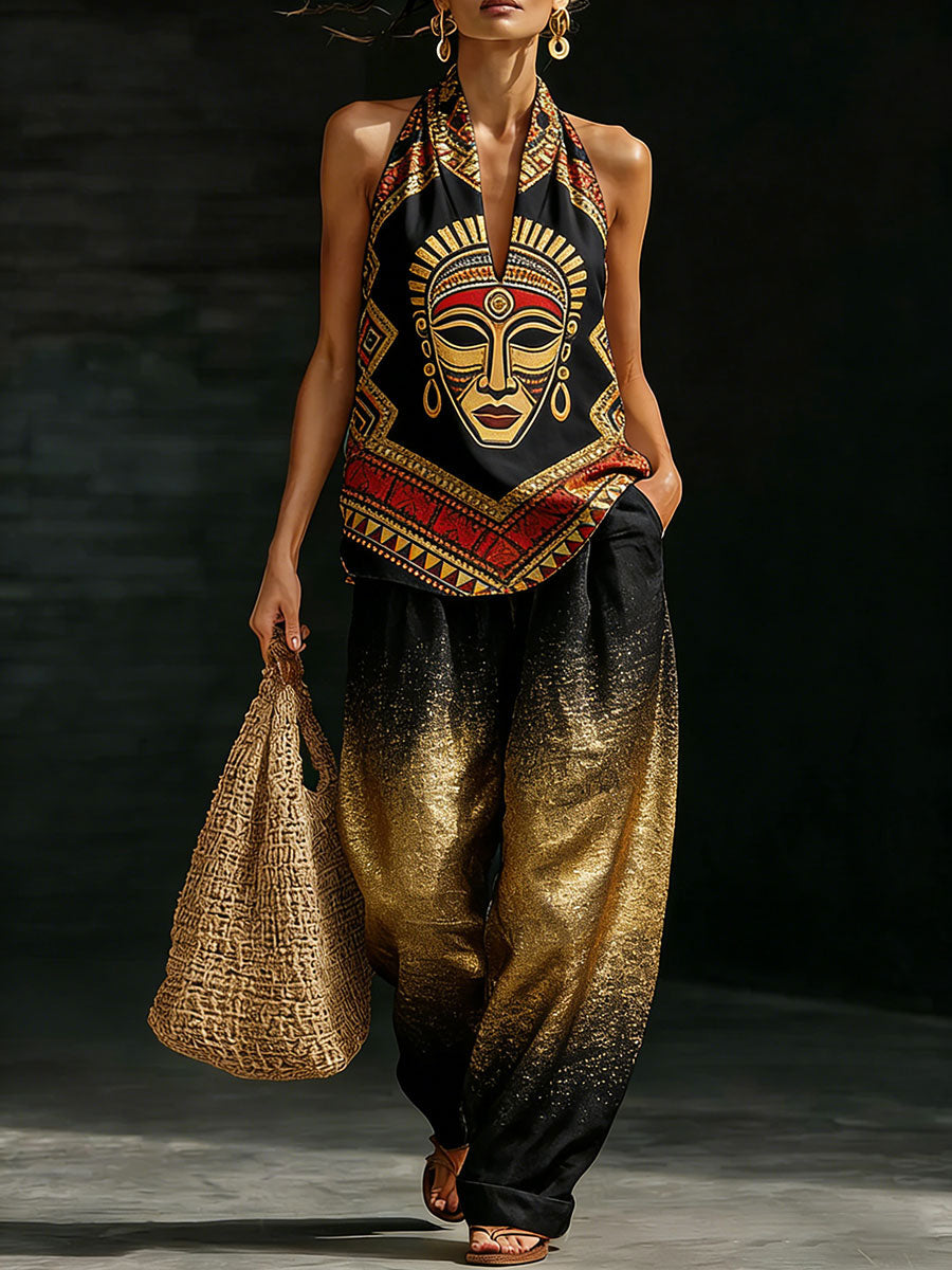 Women's African Art Cotton Linen Set