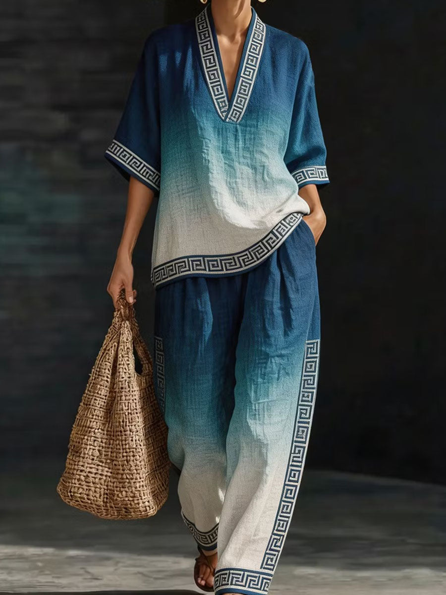 Women's African Art Cotton Linen Set