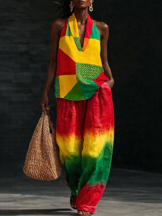 Women's Africa Art Cotton Linen Set