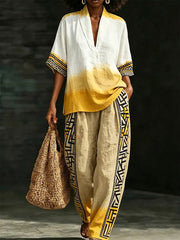 Women's African Art Cotton Linen Set