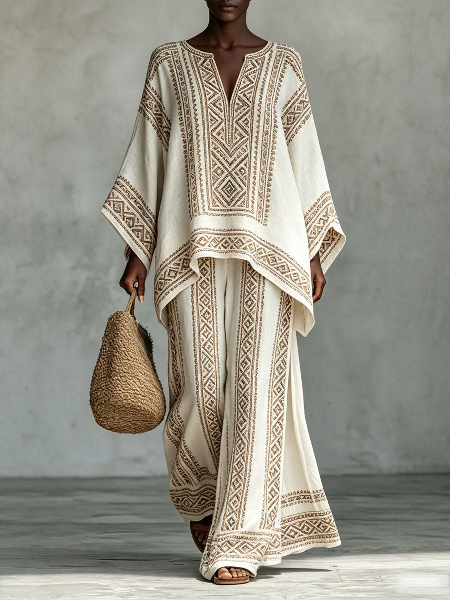 Women's African Art Cotton Linen Set