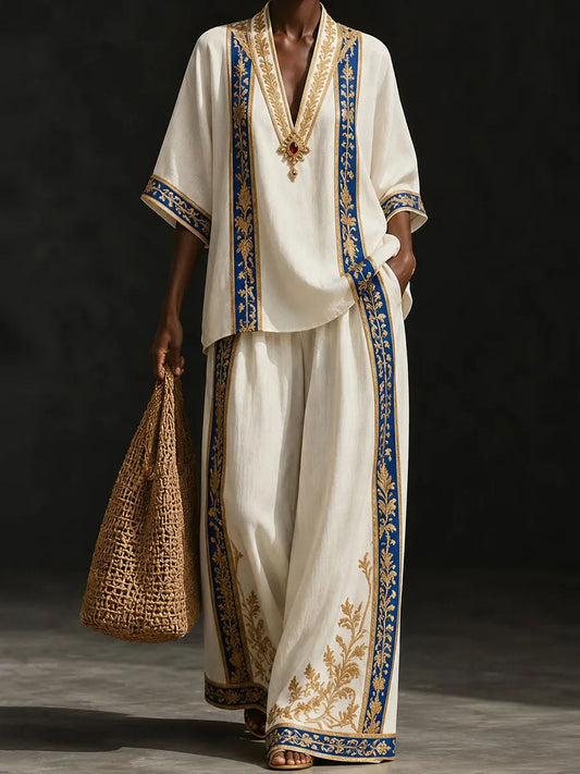 Women's African Art Cotton Linen Set