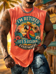 Men's I'm Retired It's 5 O'clock Everywhere Parrot Print Casual Vest