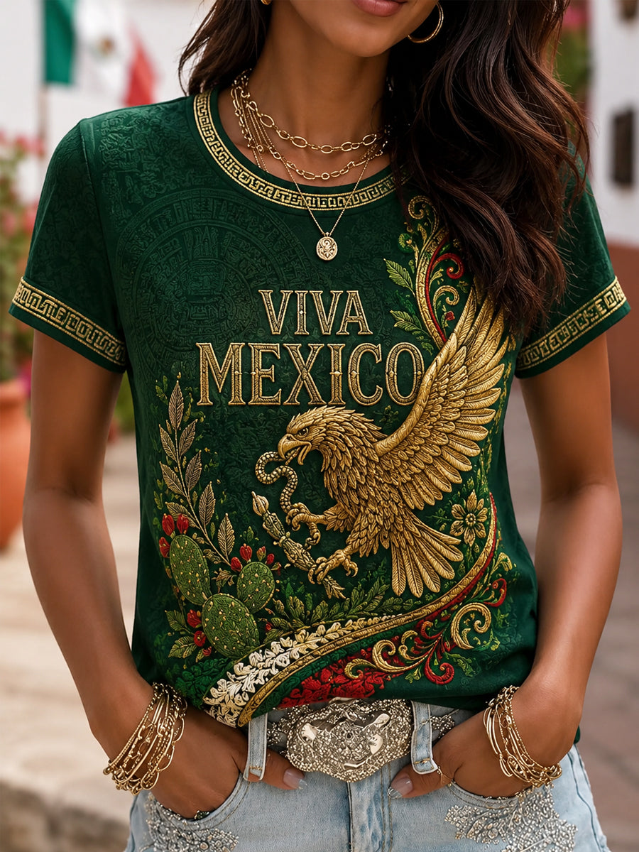 Women's Viva Mexico Mexican Pride Printed Casual Tee