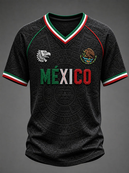 Men's Mexico Football Lover Art V-neck T-shirt