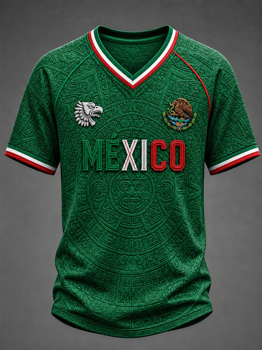 Men's Mexico Football Lover Art V-neck T-shirt