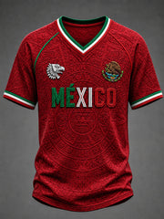 Men's Mexico Football Lover Art V-neck T-shirt