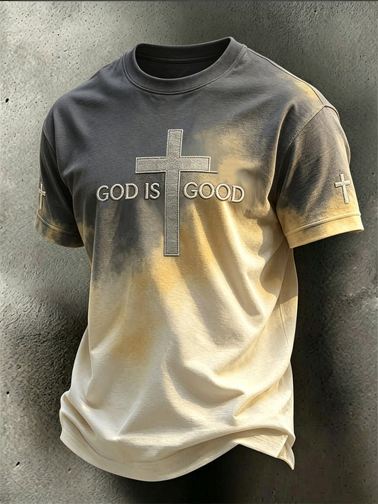 Men's faith pattern printed short sleeves t-shirt
