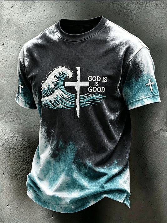 Men's faith pattern printed short sleeves t-shirt