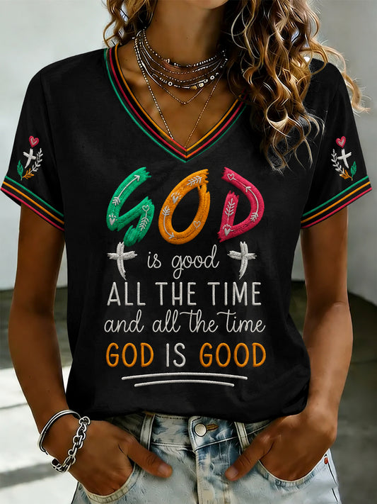 Women's Faith Printed V-neck T-shirt