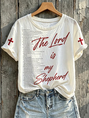 Women's The Lord Is My Shepherd Faith Print Short-sleeved T-shirt