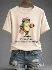Women's 'Jesus Thinks I'm A Delight' Printed Casual T-Shirt