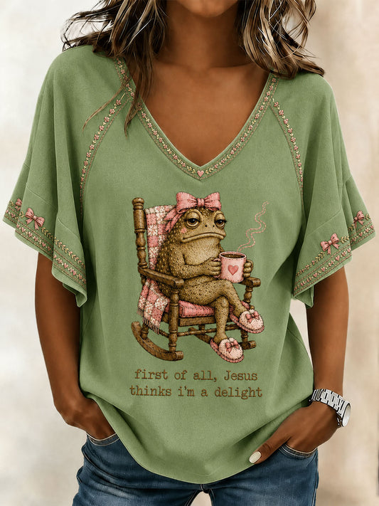 Women's 'Jesus Thinks I'm A Delight' Printed Casual T-Shirt