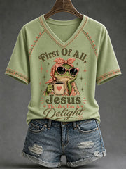 Women's 'Jesus Thinks I'm A Delight' Printed Casual T-Shirt