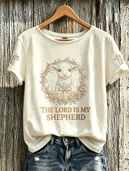 Women's Faith Pattern Printed Leisure Round Neck Short Sleeve T-shirt