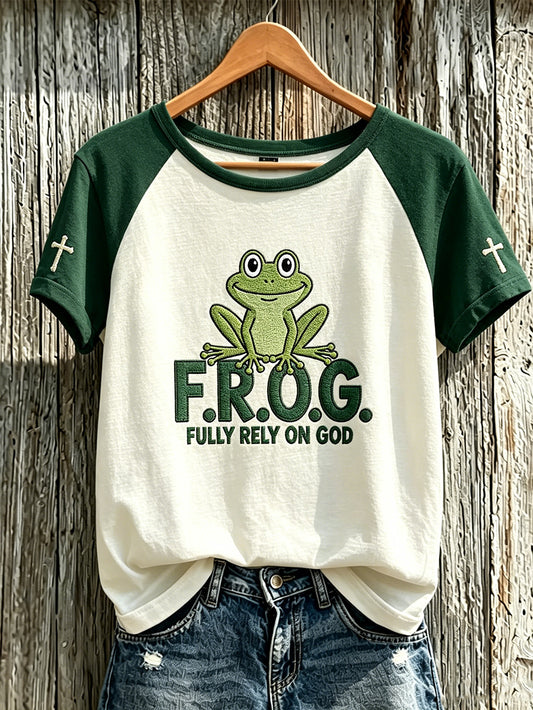 Women's Faith Pattern Printed Leisure Round Neck Short Sleeve T-shirt
