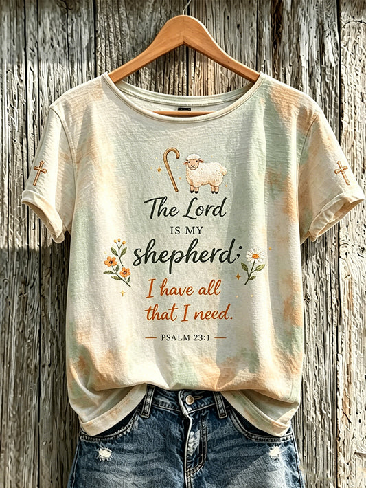 Women's Faith Pattern Printed Leisure Round Neck Short Sleeve T-shirt