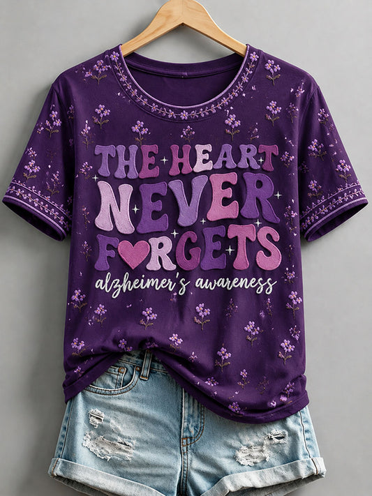 Women's“The Heart Never Forgets” Alzheimer's Theme T-shirt