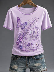 Women's Purple Flora Art Printed T-shirt