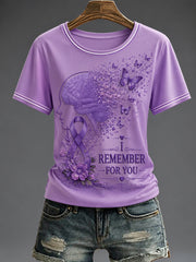 Women's Purple Flora Art Printed T-shirt
