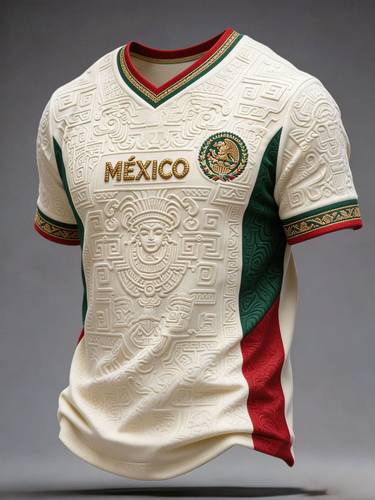 Men's Mexico Football Lover Art Printed T-shirt