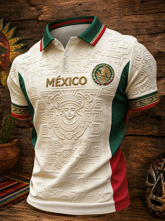 Men's Mexico Football Lover Art Printed Casual Tops