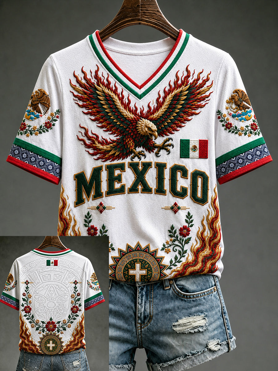 Women's Mexico Lover Art V-neck Short Sleeve T-shirt