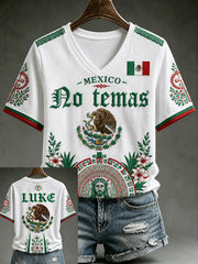 Women's Mexico Lover Art V-neck Short Sleeve T-shirt