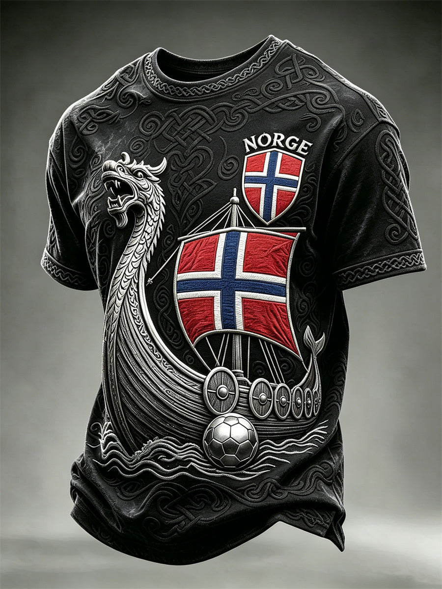 Men's Norway Football Viking Ship Celtic Knot Print short sleeves t-shirt