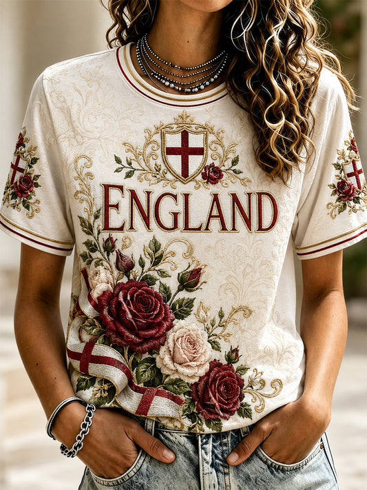 Women's England Print Casual Tee