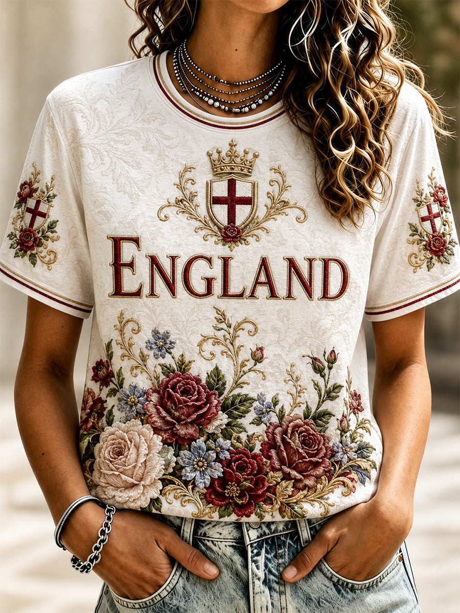 Women's England Print Casual Tee