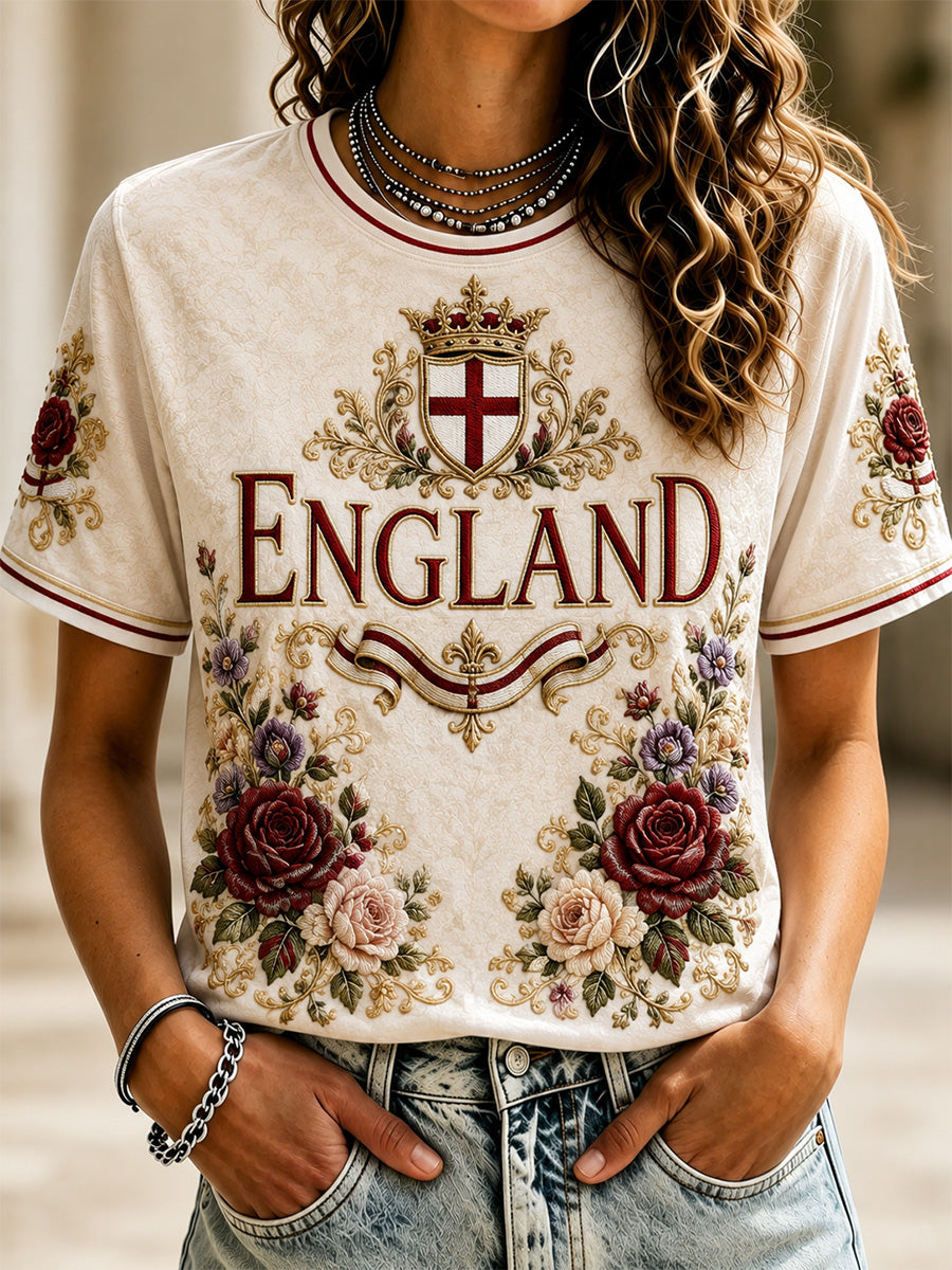 Women's England Print Casual Tee