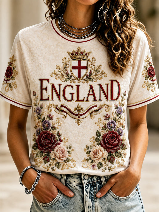 Women's England Print Casual Tee