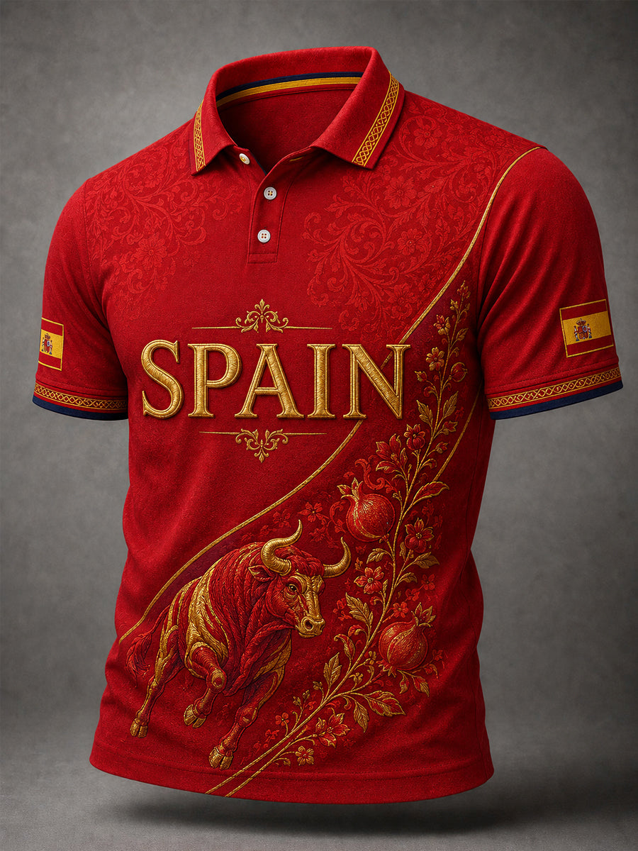 Men's Spain Print Casual Polo