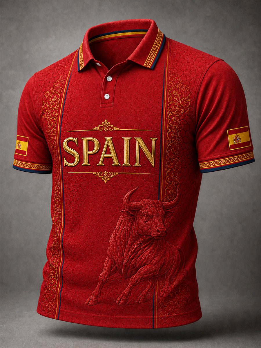 Men's Spain Print Casual Polo