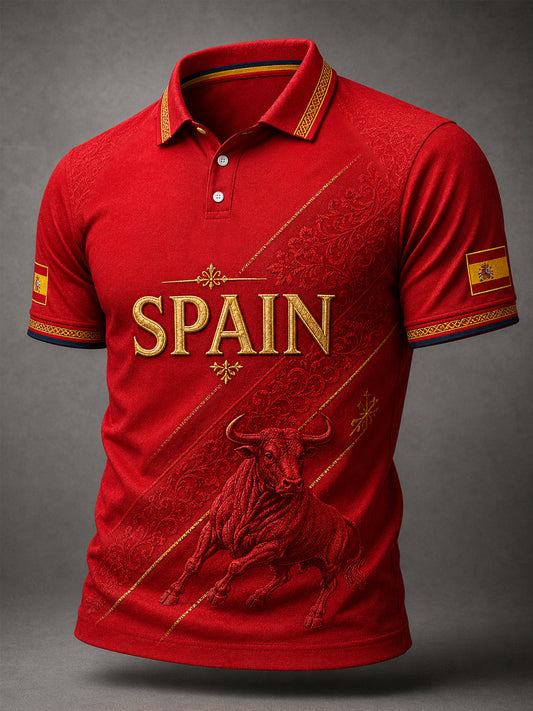 Men's Spain Print Casual Polo
